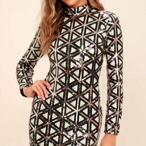 Lulus Waking Up In Vegas Rose Gold And White Sequin Dress - Size X-Small